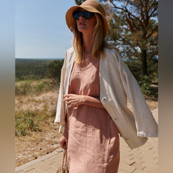 Sauths Dusty Rose Linen Dress Nida - Picture 3 of 7